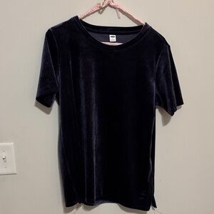 Women’s Navy Velvet Short-Sleeve Shirt